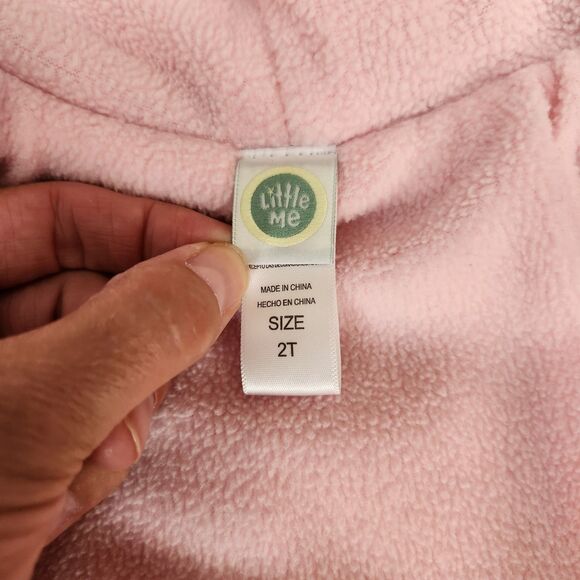 Little Me girls floral puffer hood heavyweight jacket blue pink size 2T - Picture 2 of 11